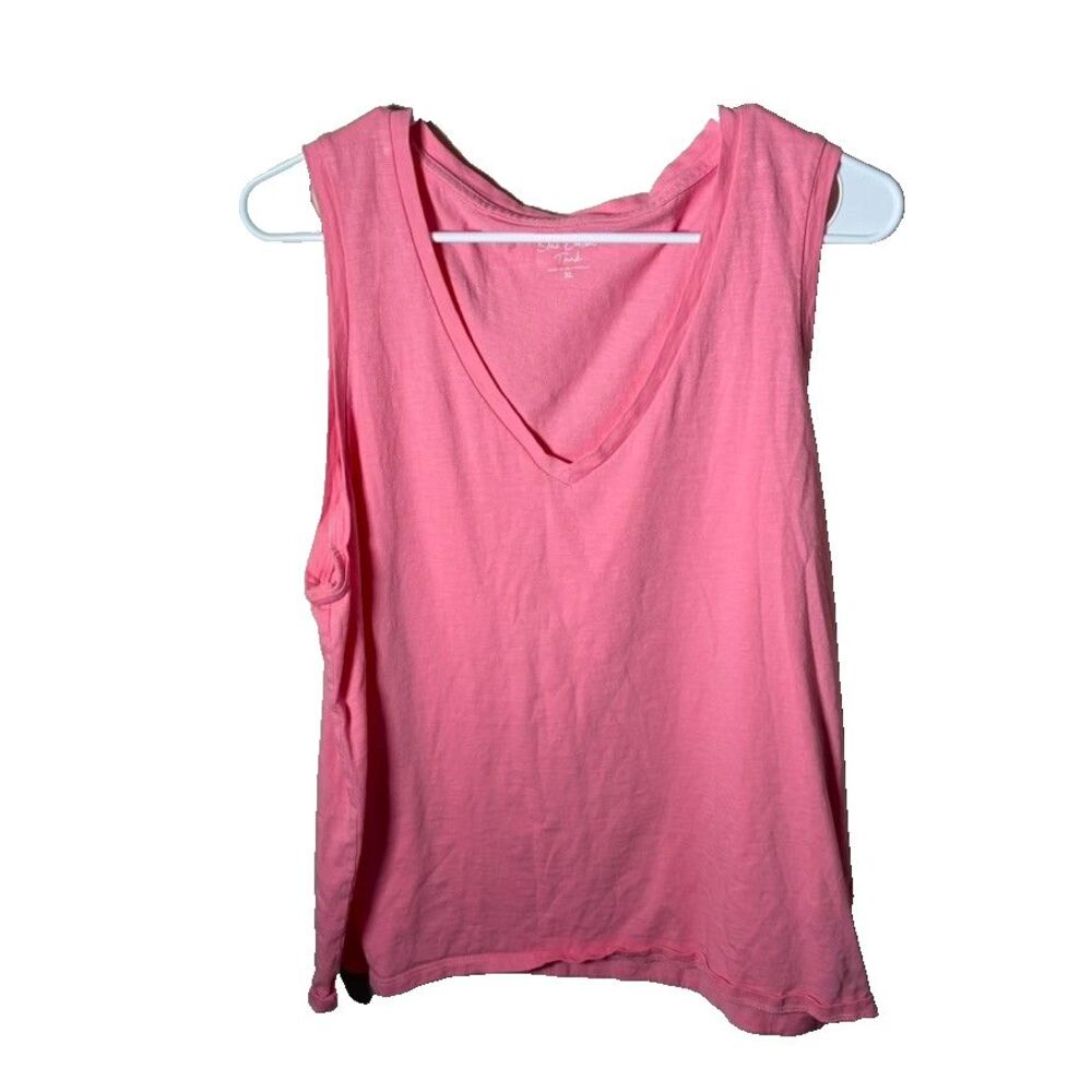 J Crew Tank Top Women's XL Pink V-Neck Slub Cotton Sleeveless Solid Shirt